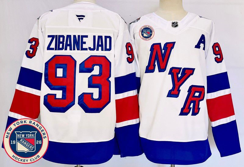 Men New York Rangers #93 Zibanejad White Fanatics 2025 NHL Jersey style 2